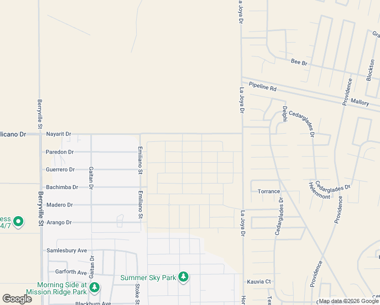 map of restaurants, bars, coffee shops, grocery stores, and more near Nayarit Road in El Paso