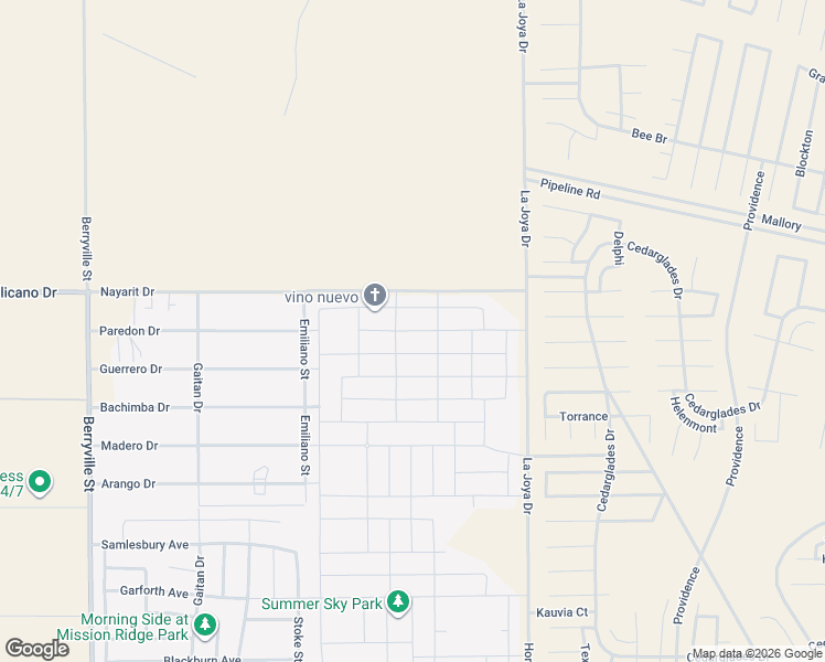 map of restaurants, bars, coffee shops, grocery stores, and more near Nayarit Road in El Paso