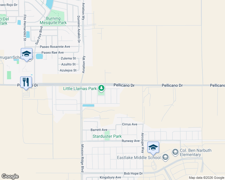 map of restaurants, bars, coffee shops, grocery stores, and more near 1157 Spofford Place in El Paso