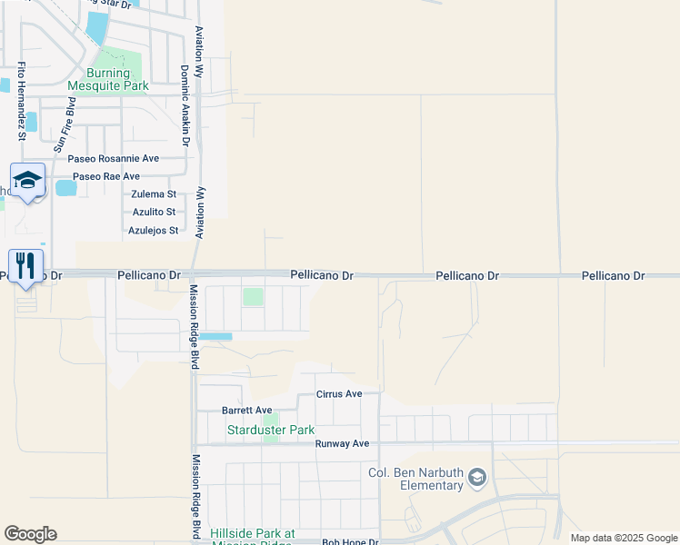 map of restaurants, bars, coffee shops, grocery stores, and more near 12751 Pellicano Drive in El Paso