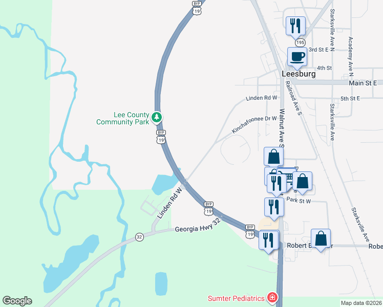 map of restaurants, bars, coffee shops, grocery stores, and more near 204 Linden Road West in Leesburg