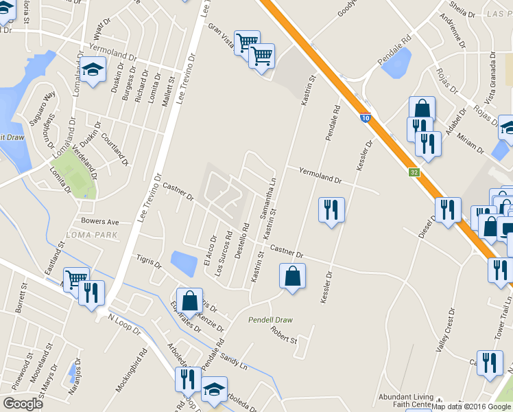 map of restaurants, bars, coffee shops, grocery stores, and more near 936 Destello Rd in El Paso