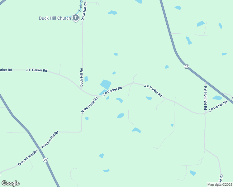 map of restaurants, bars, coffee shops, grocery stores, and more near J P Parker Rd in Laurel