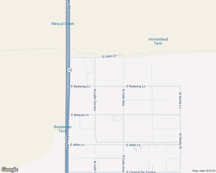 map of restaurants, bars, coffee shops, grocery stores, and more near 210 East Redwing Lane in Huachuca City