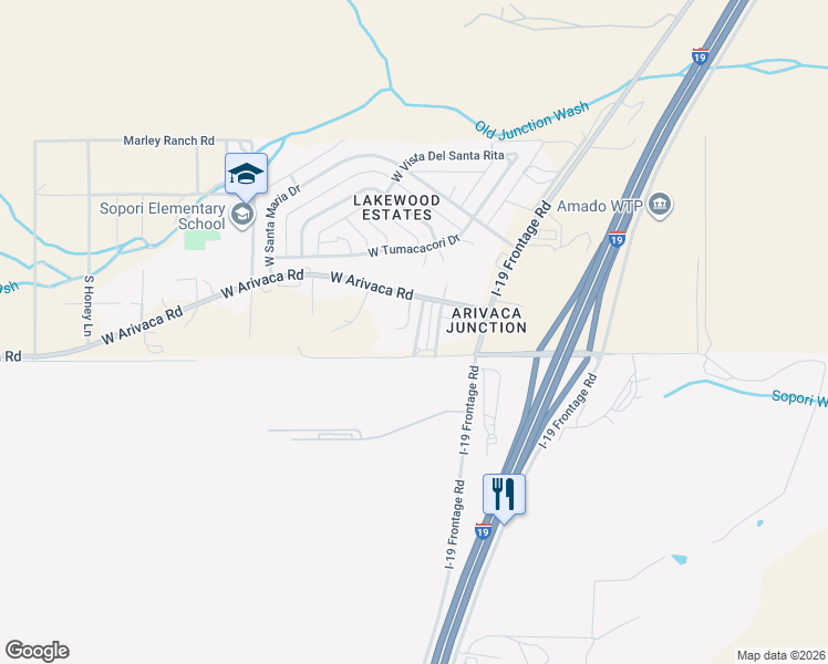 map of restaurants, bars, coffee shops, grocery stores, and more near 4750 West New Arivaca Road in Amado