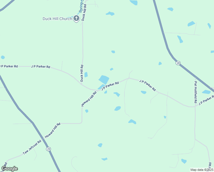map of restaurants, bars, coffee shops, grocery stores, and more near J P Parker Rd in Laurel