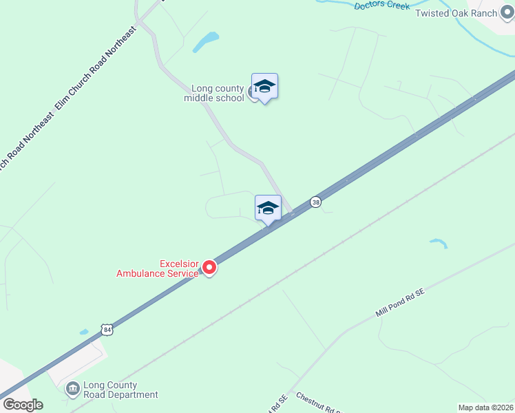 map of restaurants, bars, coffee shops, grocery stores, and more near 404 McClelland Road in Ludowici