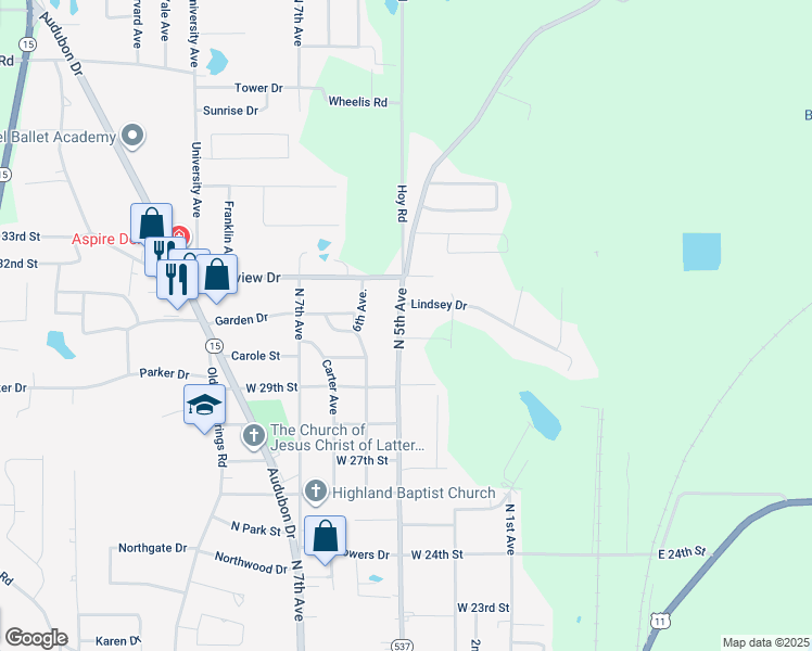 map of restaurants, bars, coffee shops, grocery stores, and more near 2969 North 5th Avenue in Laurel