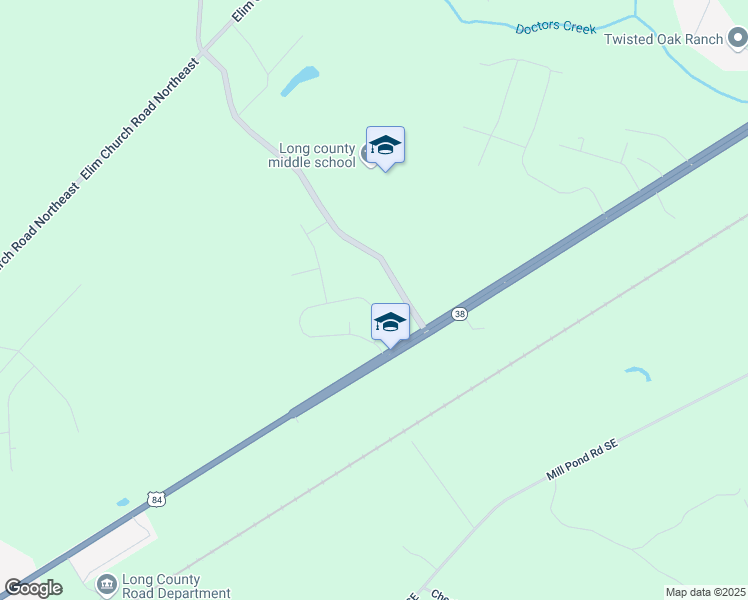 map of restaurants, bars, coffee shops, grocery stores, and more near 371 Mcclelland Loop Northeast in Ludowici