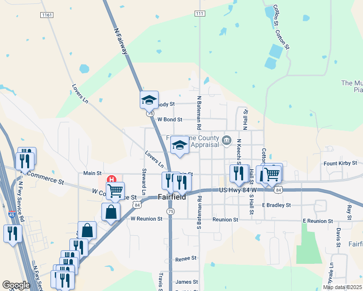 map of restaurants, bars, coffee shops, grocery stores, and more near 350 West College Street in Fairfield