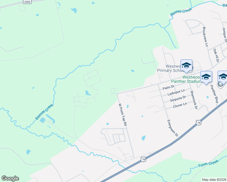 map of restaurants, bars, coffee shops, grocery stores, and more near 1911-2113 West Point Tap Road in Palestine