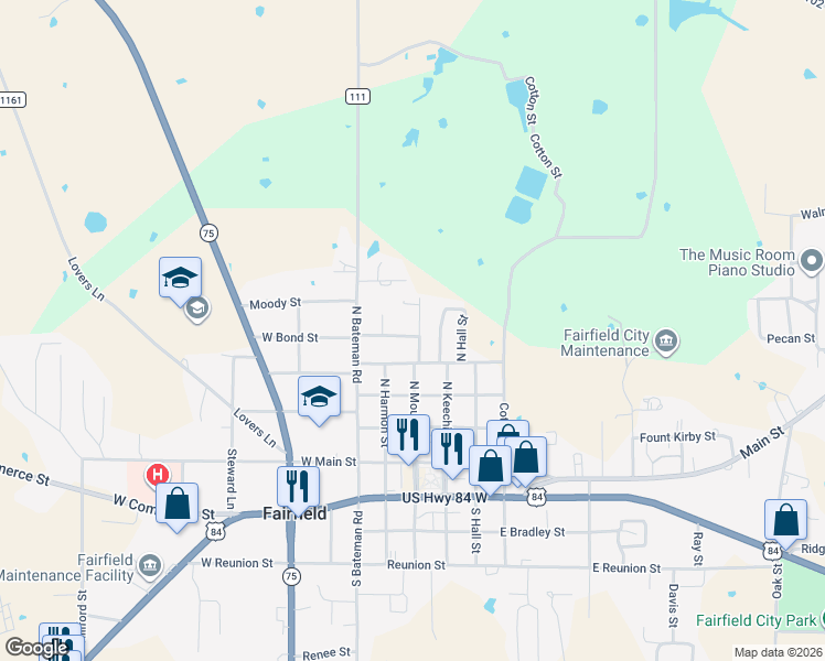 map of restaurants, bars, coffee shops, grocery stores, and more near 515 North Mount Street in Fairfield