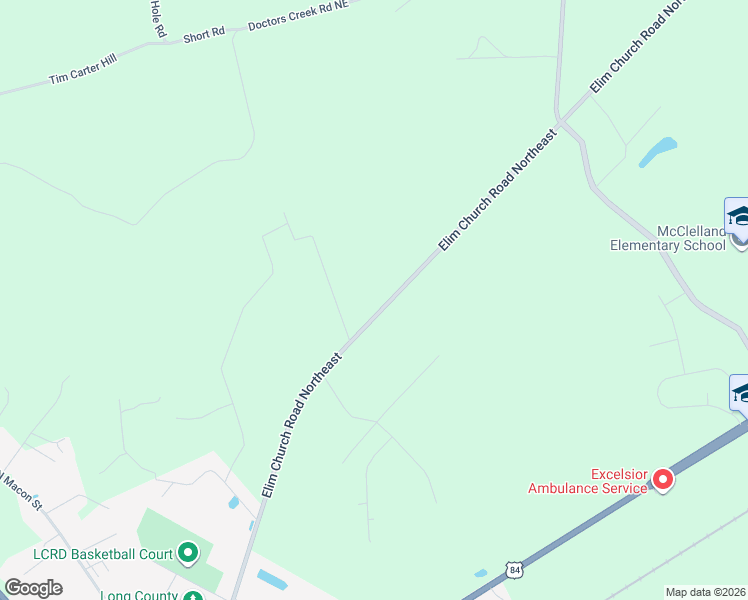 map of restaurants, bars, coffee shops, grocery stores, and more near 1327 Elim Church Road Northeast in Ludowici