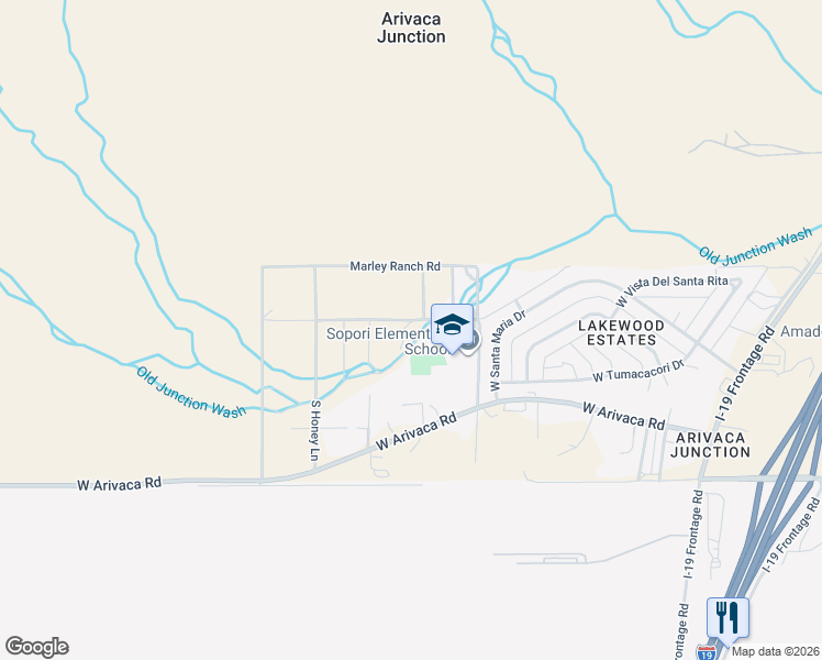map of restaurants, bars, coffee shops, grocery stores, and more near 5121 West Sopori Ranch Road in Amado
