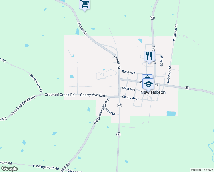 map of restaurants, bars, coffee shops, grocery stores, and more near 120 Main Avenue Extension in New Hebron