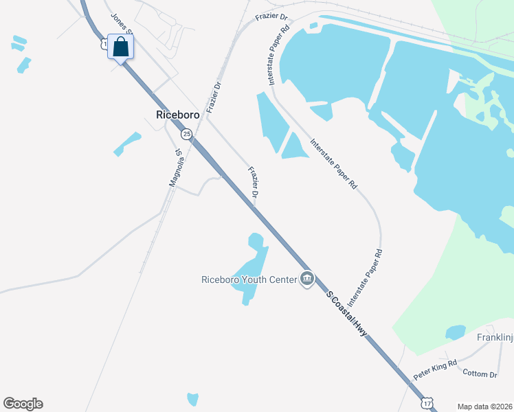 map of restaurants, bars, coffee shops, grocery stores, and more near 201-205 Frazier Dr in Riceboro