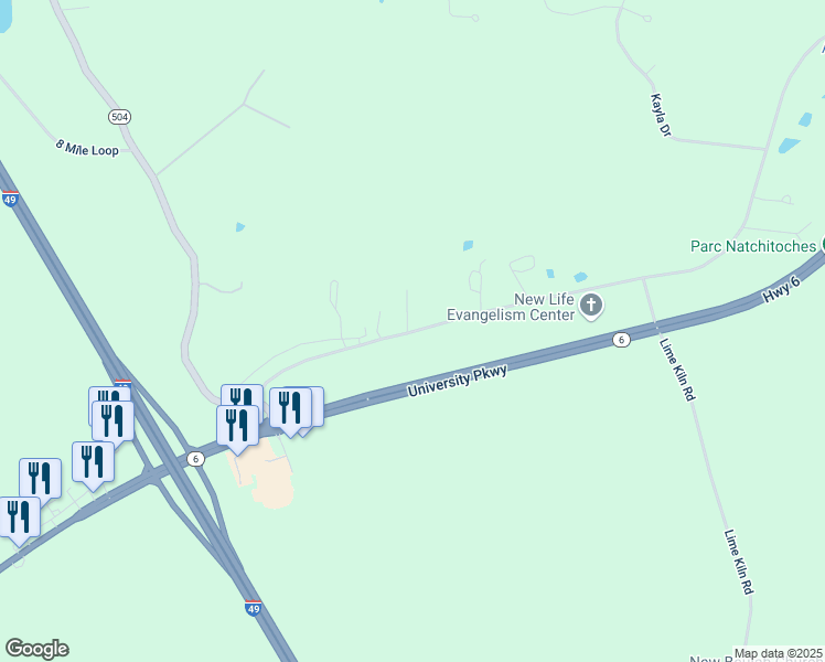 map of restaurants, bars, coffee shops, grocery stores, and more near 100 Par Road 541 in Natchitoches