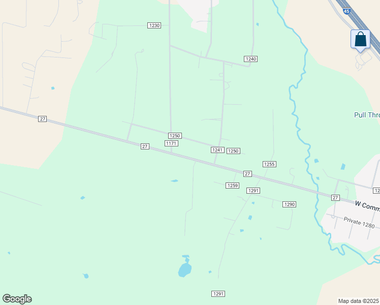 map of restaurants, bars, coffee shops, grocery stores, and more near 245 County Road 1250 in Fairfield