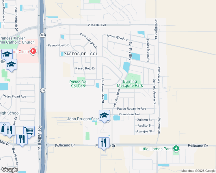 map of restaurants, bars, coffee shops, grocery stores, and more near 12537 Twin Leaf Drive in El Paso
