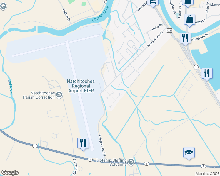 map of restaurants, bars, coffee shops, grocery stores, and more near 477-553 Fairgrounds Road in Natchitoches