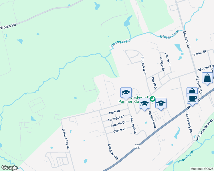map of restaurants, bars, coffee shops, grocery stores, and more near 208 Springdale in Palestine