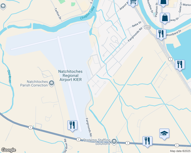 map of restaurants, bars, coffee shops, grocery stores, and more near 477 Fairgrounds Road in Natchitoches