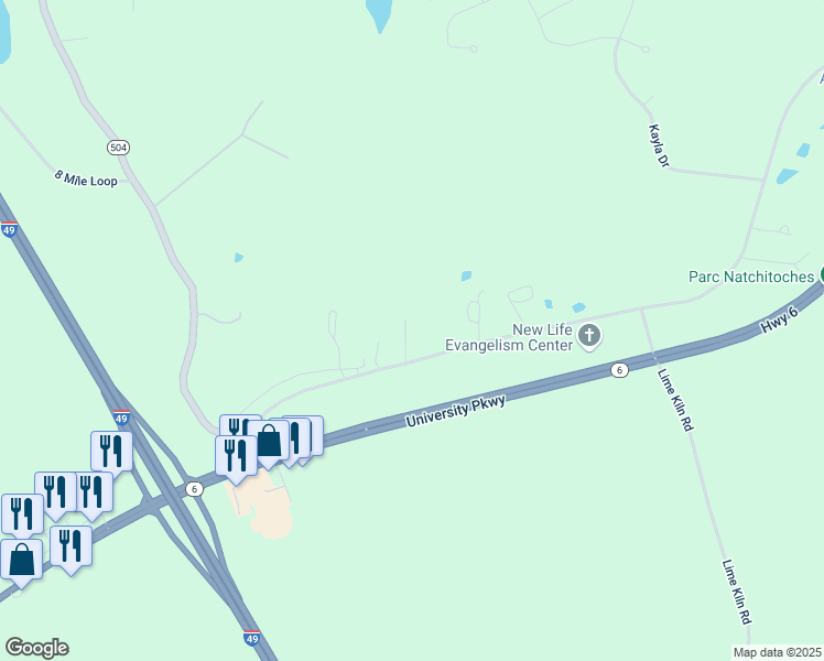 map of restaurants, bars, coffee shops, grocery stores, and more near 100-198 Par Road 541 in Natchitoches