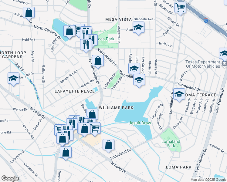 map of restaurants, bars, coffee shops, grocery stores, and more near 702 Hilton Avenue in El Paso