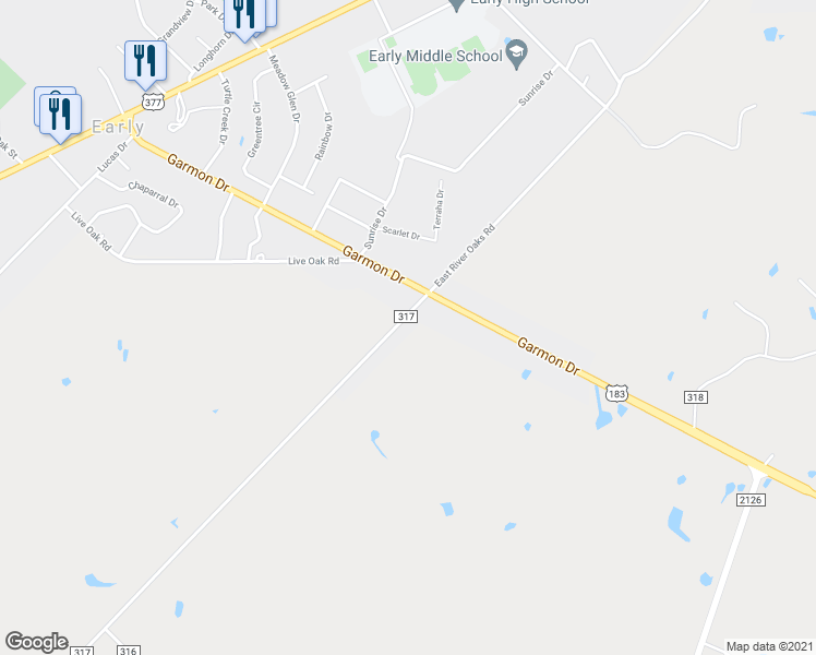 map of restaurants, bars, coffee shops, grocery stores, and more near 200 River Oaks Road in Early