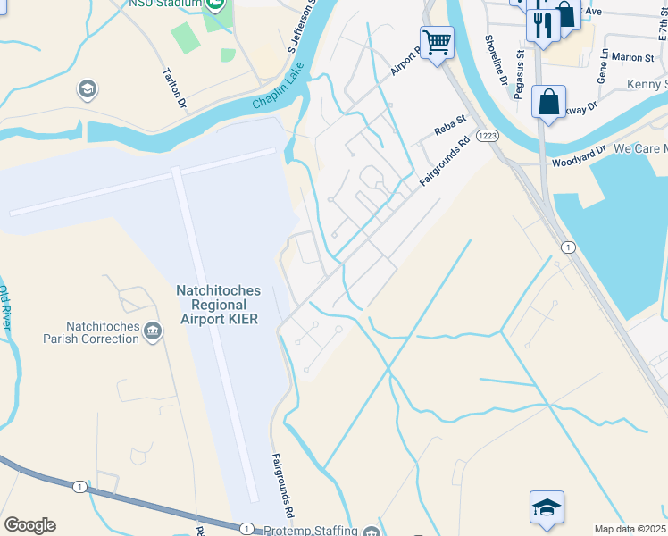 map of restaurants, bars, coffee shops, grocery stores, and more near 460 Fairgrounds Road in Natchitoches