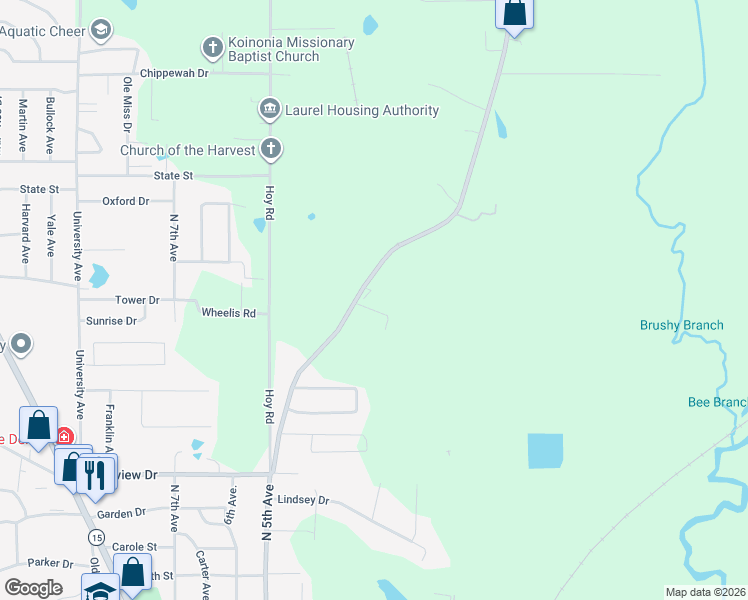 map of restaurants, bars, coffee shops, grocery stores, and more near 24 Kelly Road in Laurel