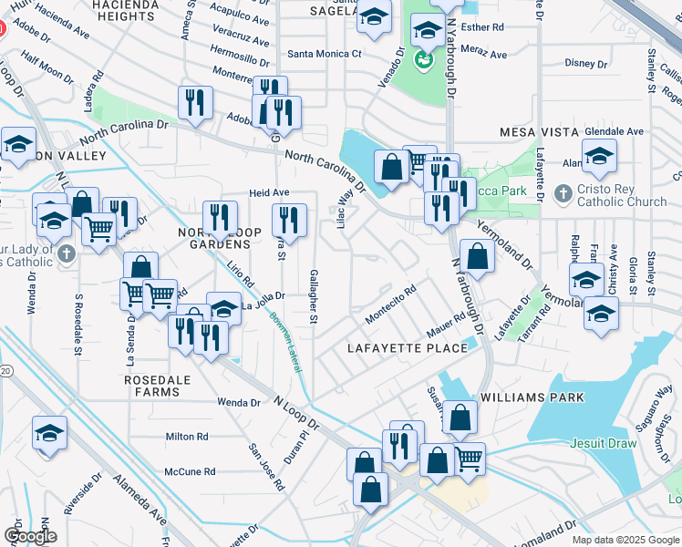 map of restaurants, bars, coffee shops, grocery stores, and more near 7760 Lilac Way in El Paso