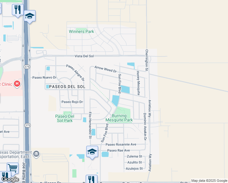 map of restaurants, bars, coffee shops, grocery stores, and more near 1492 Mew Gull Lane in El Paso