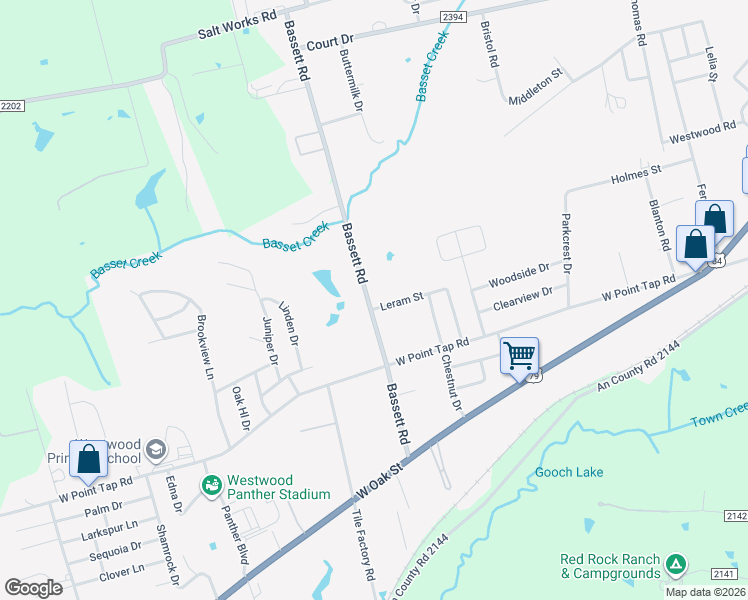 map of restaurants, bars, coffee shops, grocery stores, and more near 1401-1599 Bassett Road in Palestine