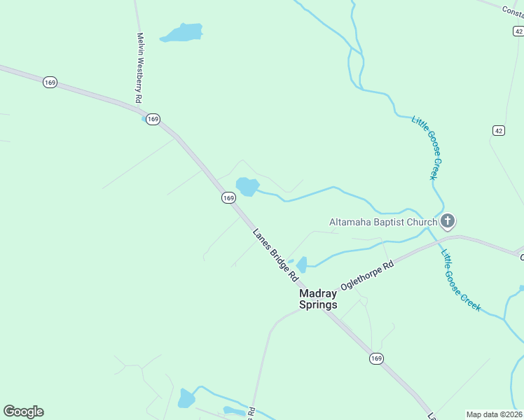 map of restaurants, bars, coffee shops, grocery stores, and more near 10176 Lanes Bridge Road in Jesup