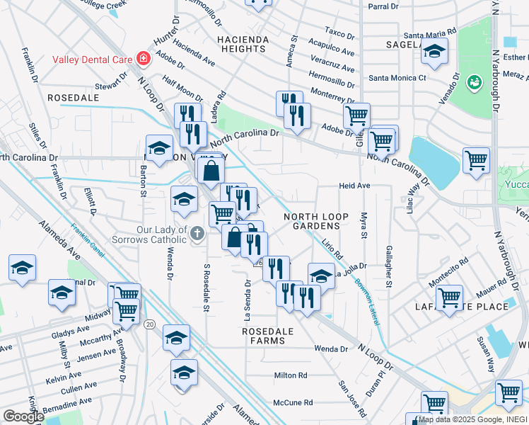 map of restaurants, bars, coffee shops, grocery stores, and more near 7812 West Drive in El Paso