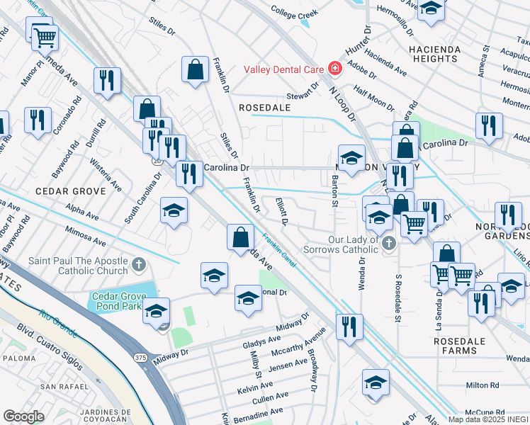 map of restaurants, bars, coffee shops, grocery stores, and more near 326 Cadwallader Drive in El Paso