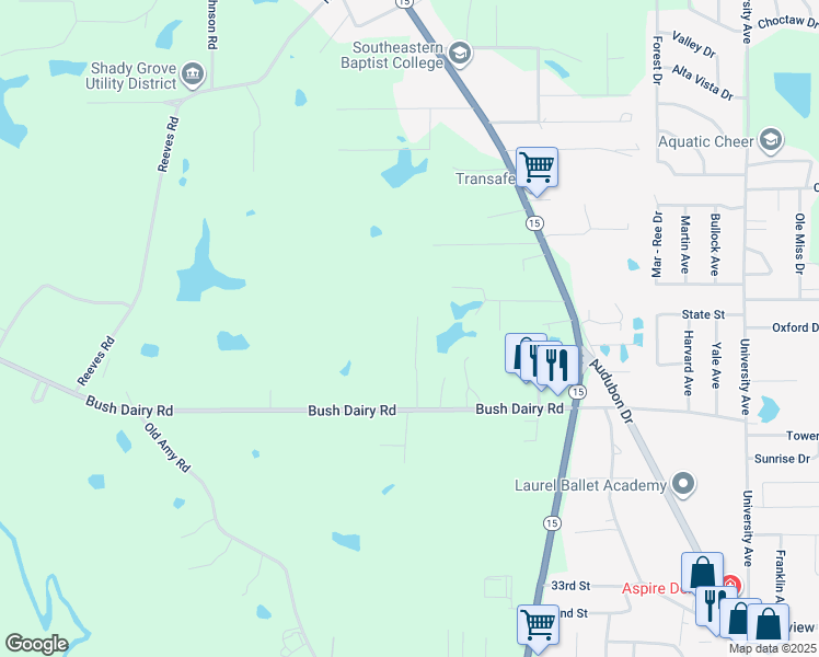 map of restaurants, bars, coffee shops, grocery stores, and more near 3879-4099 Baldwin Drive in Laurel