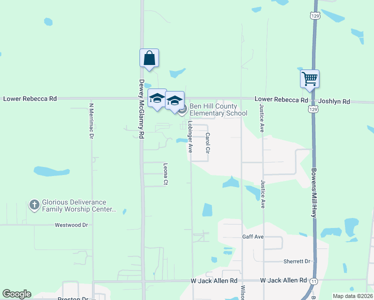 map of restaurants, bars, coffee shops, grocery stores, and more near 298 Lobinger Avenue in Fitzgerald