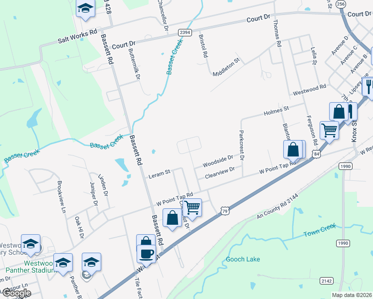 map of restaurants, bars, coffee shops, grocery stores, and more near 111 Woodbine Drive in Palestine