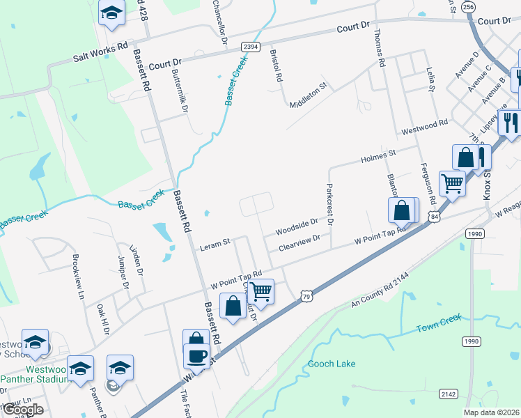 map of restaurants, bars, coffee shops, grocery stores, and more near 111 Woodbine Drive in Palestine
