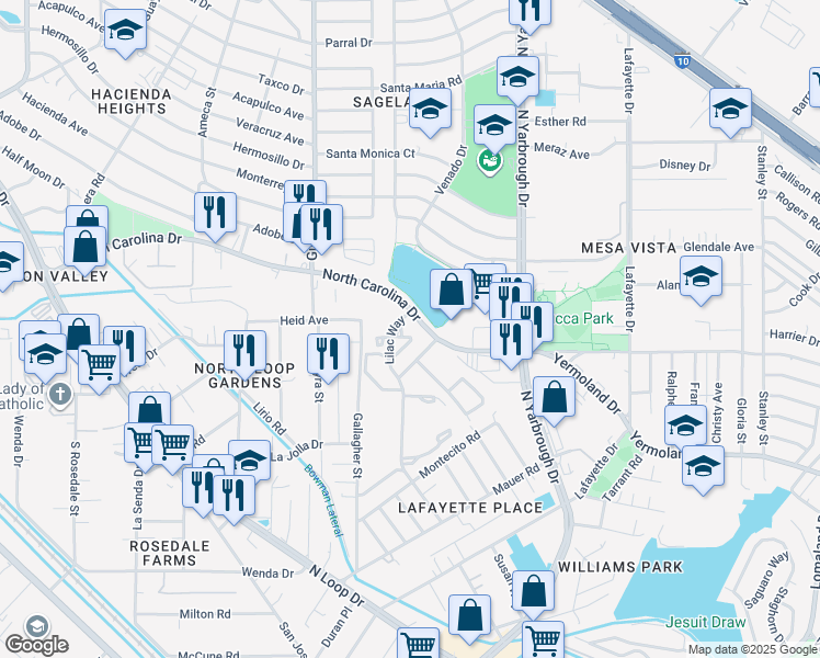 map of restaurants, bars, coffee shops, grocery stores, and more near 940 North Carolina Drive in El Paso