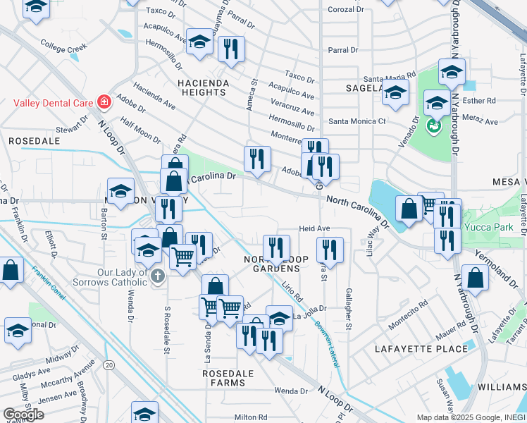 map of restaurants, bars, coffee shops, grocery stores, and more near 7817 Caliche Drive in El Paso