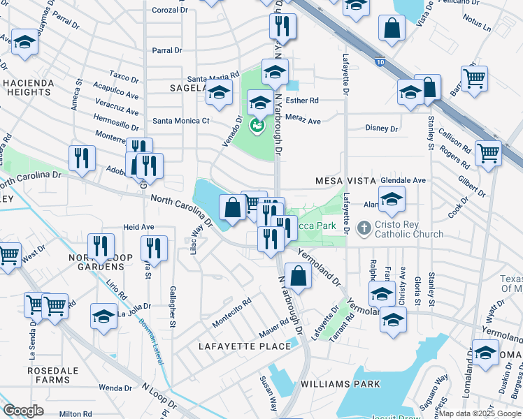 map of restaurants, bars, coffee shops, grocery stores, and more near 513 Venado Drive in El Paso