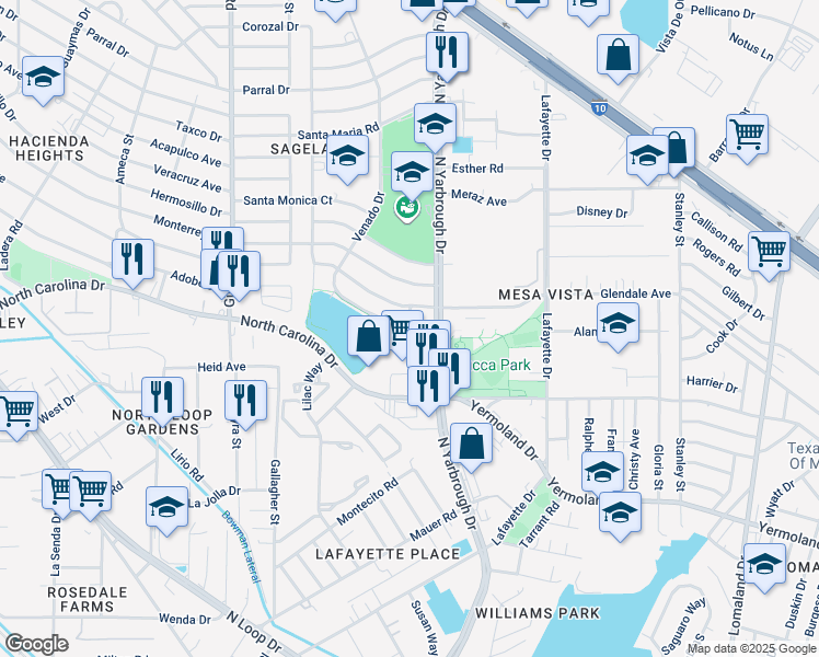 map of restaurants, bars, coffee shops, grocery stores, and more near 513 Venado Drive in El Paso