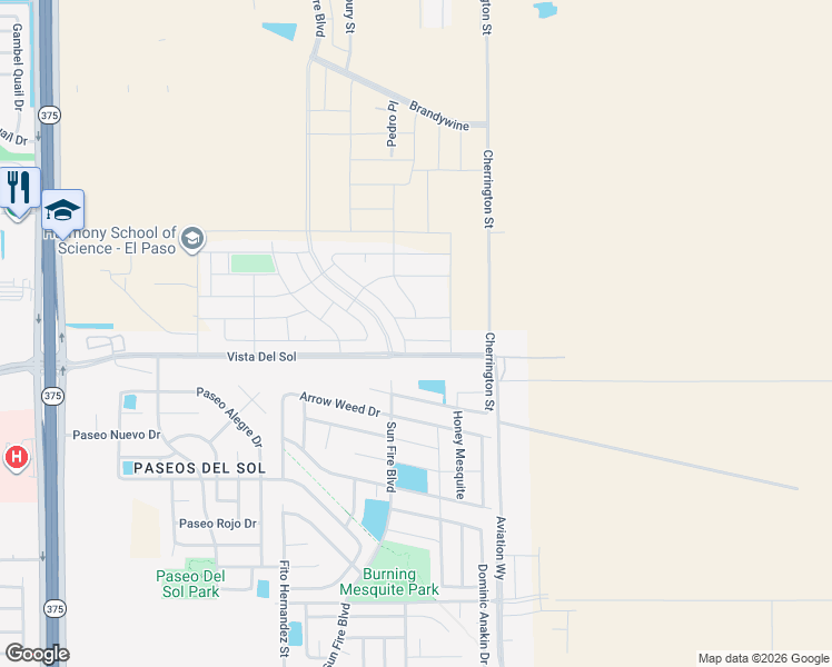 map of restaurants, bars, coffee shops, grocery stores, and more near 1715 Bull Ring Street in El Paso