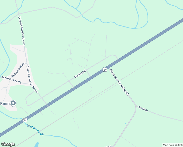 map of restaurants, bars, coffee shops, grocery stores, and more near Thicket Road in Ludowici