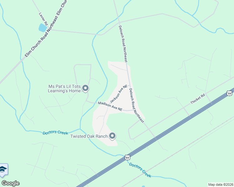 map of restaurants, bars, coffee shops, grocery stores, and more near 165 Jackson Avenue Northeast in Ludowici