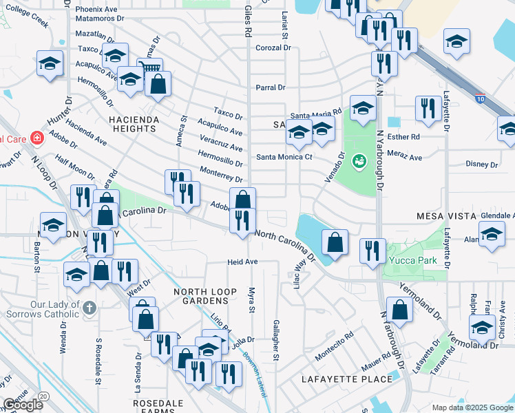 map of restaurants, bars, coffee shops, grocery stores, and more near 7817 La Grange Court in El Paso