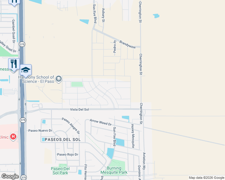 map of restaurants, bars, coffee shops, grocery stores, and more near 1716 Bull Ring Street in El Paso